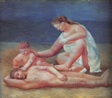 海辺の家族 3 1922 年キュビスト パブロ・ピカソ Oil Paintings